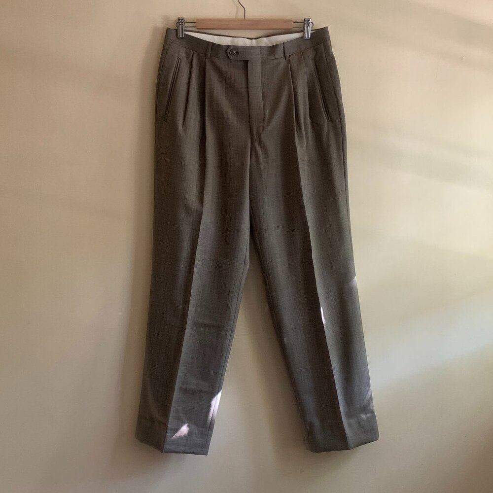 Neutral Plaid Wool Dress Pants by Jones New York